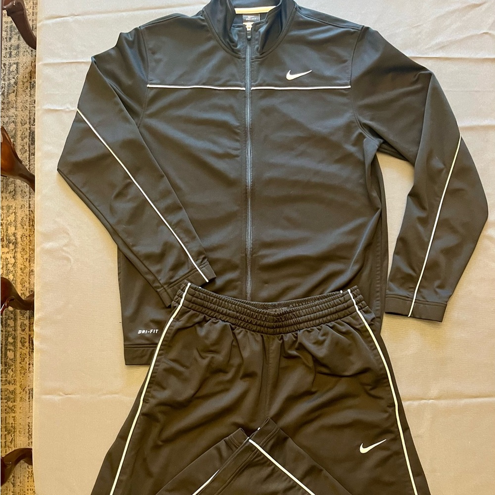 Nike Black Tracksuit with White Piping